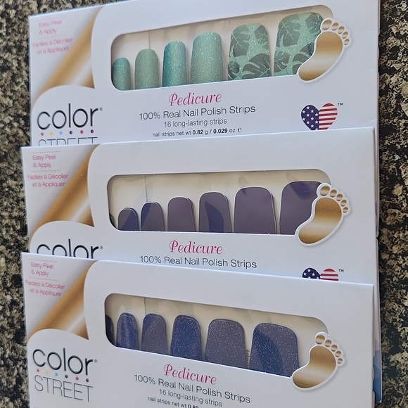 Color Street Pedicure Real Nail Polish Strips, Set of 3, Purples and Greens - Picture 7 of 7